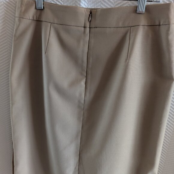 UN JOUR AILLEURS Paris Wool Blend Beige Pencil Skirt Size 10 Office - Picture 7 of 11